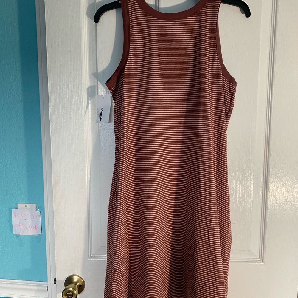 NWT Sonoma sundress in brown &white small